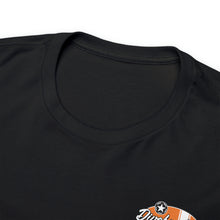 Load image into Gallery viewer, Orange speed shop surf large logo on back Heavy Cotton Tee