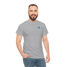 Load image into Gallery viewer, blue garage surf large logo on back Heavy Cotton Tee