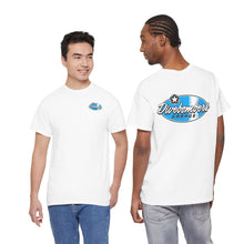 Load image into Gallery viewer, blue garage surf large logo on back Heavy Cotton Tee