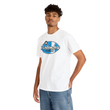 Load image into Gallery viewer, Blue Garage shop surf logo on front Heavy Cotton Tee