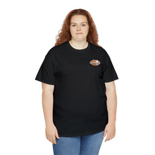 Load image into Gallery viewer, Orange speed shop surf large logo on back Heavy Cotton Tee