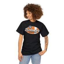 Load image into Gallery viewer, Orange Speed Shop surf logo on front Heavy Cotton Tee