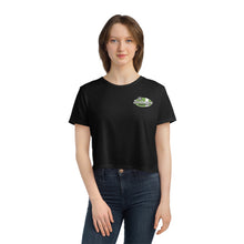 Load image into Gallery viewer, Green Divebomber surf logo Women's Flowy Cropped Tee