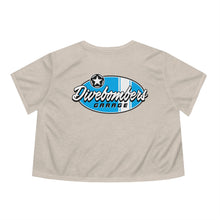 Load image into Gallery viewer, Blue Divebomber surf logo Women's Flowy Cropped Tee