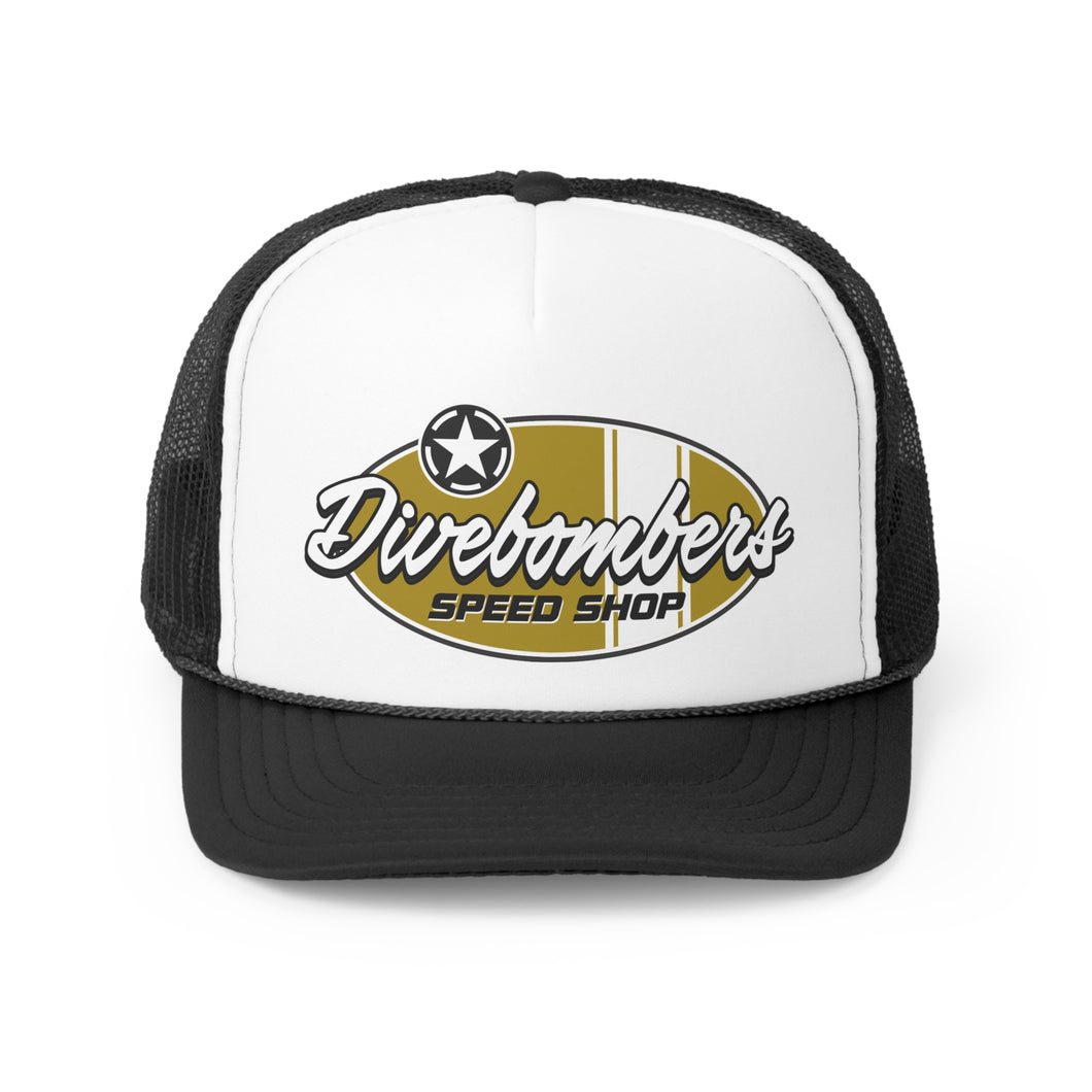 Gold Divebomber surf logo Trucker Caps