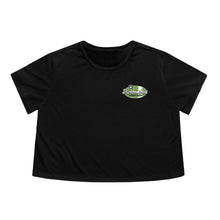 Load image into Gallery viewer, Green Divebomber surf logo Women's Flowy Cropped Tee