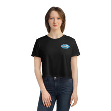 Load image into Gallery viewer, Blue Divebomber surf logo Women's Flowy Cropped Tee