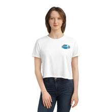 Load image into Gallery viewer, Blue Divebomber surf logo Women's Flowy Cropped Tee