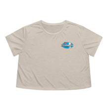Load image into Gallery viewer, Blue Divebomber surf logo Women's Flowy Cropped Tee