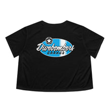 Load image into Gallery viewer, Blue Divebomber surf logo Women's Flowy Cropped Tee
