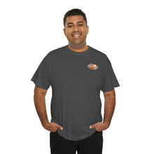 Load image into Gallery viewer, Orange speed shop surf large logo on back Heavy Cotton Tee