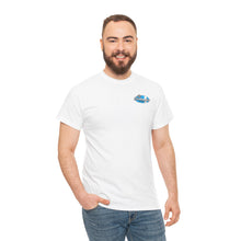 Load image into Gallery viewer, blue garage surf large logo on back Heavy Cotton Tee