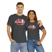 Load image into Gallery viewer, Red speed shop surf logo on front Heavy Cotton Tee