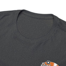 Load image into Gallery viewer, Orange speed shop surf large logo on back Heavy Cotton Tee