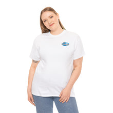 Load image into Gallery viewer, blue garage surf large logo on back Heavy Cotton Tee