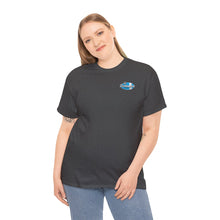 Load image into Gallery viewer, blue garage surf large logo on back Heavy Cotton Tee