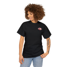 Load image into Gallery viewer, Red speed shop surf large logo on back Heavy Cotton Tee