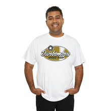 Load image into Gallery viewer, Gold speed shop surf logo on front Heavy Cotton Tee