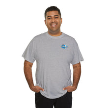 Load image into Gallery viewer, blue garage surf large logo on back Heavy Cotton Tee