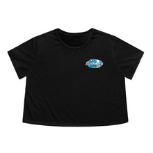 Load image into Gallery viewer, Blue Divebomber surf logo Women's Flowy Cropped Tee
