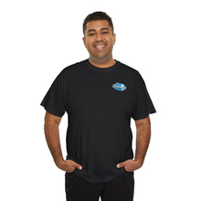 Load image into Gallery viewer, blue garage surf large logo on back Heavy Cotton Tee