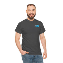Load image into Gallery viewer, blue garage surf large logo on back Heavy Cotton Tee