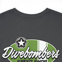 Load image into Gallery viewer, Green speed shop surf large logo on back Heavy Cotton Tee