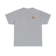 Load image into Gallery viewer, Orange speed shop surf large logo on back Heavy Cotton Tee