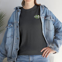 Load image into Gallery viewer, Green garage surf large logo on back Heavy Cotton Tee