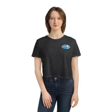 Load image into Gallery viewer, Blue Divebomber surf logo Women's Flowy Cropped Tee