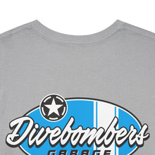 Load image into Gallery viewer, blue garage surf large logo on back Heavy Cotton Tee