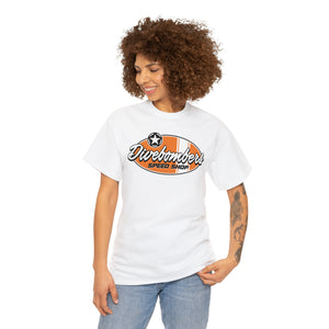 Orange Speed Shop surf logo on front  Heavy Cotton Tee