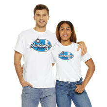 Load image into Gallery viewer, Blue Garage shop surf logo on front Heavy Cotton Tee