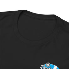 Load image into Gallery viewer, blue garage surf large logo on back Heavy Cotton Tee