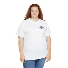 Load image into Gallery viewer, Red speed shop surf large logo on back Heavy Cotton Tee