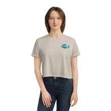 Load image into Gallery viewer, Blue Divebomber surf logo Women's Flowy Cropped Tee