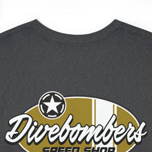 Load image into Gallery viewer, Gold speed shop surf large logo on back Heavy Cotton Tee