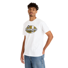 Load image into Gallery viewer, Gold speed shop surf logo on front Heavy Cotton Tee