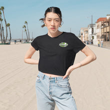 Load image into Gallery viewer, Green Divebomber surf logo Women's Flowy Cropped Tee