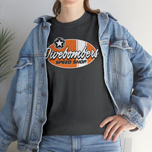 Load image into Gallery viewer, Orange Speed Shop surf logo on front Heavy Cotton Tee