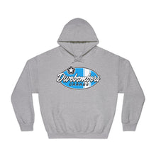 Load image into Gallery viewer, Blue Divebombers garage surf logo hoodie