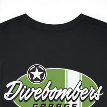 Load image into Gallery viewer, Green garage surf large logo on back Heavy Cotton Tee