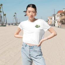 Load image into Gallery viewer, Green Divebomber surf logo Women's Flowy Cropped Tee