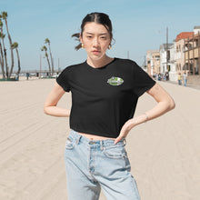 Load image into Gallery viewer, Green Divebomber surf logo Women's Flowy Cropped Tee