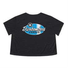 Load image into Gallery viewer, Blue Divebomber surf logo Women's Flowy Cropped Tee