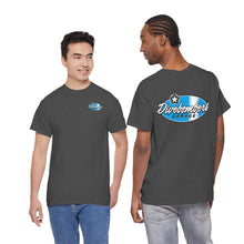 Load image into Gallery viewer, blue garage surf large logo on back Heavy Cotton Tee