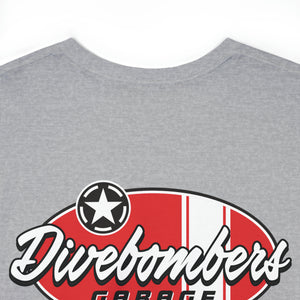 Red garage surf large logo on back  Heavy Cotton Tee
