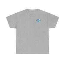 Load image into Gallery viewer, blue garage surf large logo on back Heavy Cotton Tee