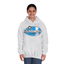 Load image into Gallery viewer, Blue Divebombers garage surf logo hoodie