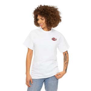 Red speed shop surf large logo on back  Heavy Cotton Tee